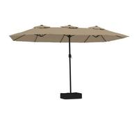 Sombrilla Doble De Jardín Con Luces Led Gris Taupe 449x265 Cm Vidaxl