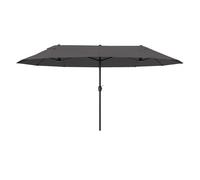 Sombrilla doble para jardín 460x270x240 cm parasol anti uv con manivela para exterior patio terraza piscina color gris