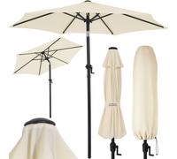 Kingsleeve® Sombrilla de Jardín Ø 200cm Protección UV 80+ Funda Protectora Manivela Parasol Grande Balcón Crema