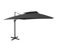 vidaXL Sombrilla voladiza con doble techo celeste 300x300 cm Color Negro, azure blue, Rojo burdeos Black