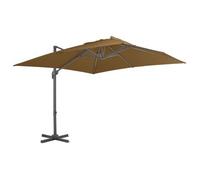 vidaXL Sombrilla jardín voladiza con palo de aluminio taupe 300x300 cm