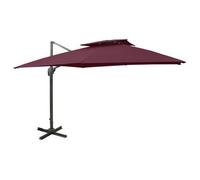 vidaXL Sombrilla voladiza con doble techo celeste 300x300 cm Color Negro, azure blue, Rojo burdeos Burgundy red