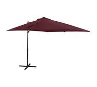 Sombrilla Jardín Voladiza Palo Y Luces Led Rojo Burdeos 250 Cm Vidaxl