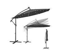 Sombrilla para Balcón con Iluminación LED Solar con Base para Jardín