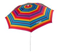 Aktive - Sombrilla de playa, antiviento, diseño de rayas multicolor, 8 varillas de fibra de vidrio, protección UV50, revestimiento plateado, mástil de metal, sistema de inclinación, ventilación