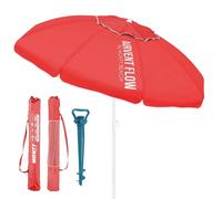 LOLAhome Sombrilla playa 180 cm y soporte arena, protección UV+50, sombrilla antiviento, varillas flexibles fibra vidrio, techo ventilación, mástil inclinable y regulable altura, bolsa transporte