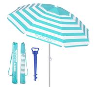 LOLAhome Sombrilla playa 200 cm y soporte arena, protección UV+50, sombrilla antiviento, varillas flexibles fibra vidrio, techo ventilación, mástil inclinable y regulable altura, bolsa transporte