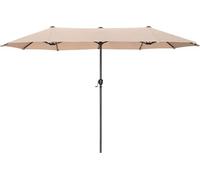 Sombrilla rectangular grande de 380x200 cm para jardín o terraza. Sombrilla con manivela, protección UV, resistente al viento