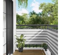 Sombrilla rectangular para balcón, terraza, poliéster resistente a los rayos UV, con moderno patrón de rayas, 75 x 800 cm, gris claro y blanco, fácil cuidado