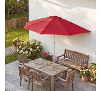 Sombrilla semicircular Parla, sombrilla para balcón, protección UV 50+, poliéster/aluminio, 3 kg, aproximadamente 300 cm de diámetro, color burdeos, sin soporte