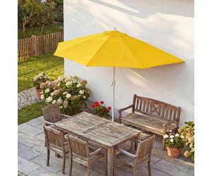 Sombrilla semicircular Parla, sombrilla para balcón, protección UV 50+, poliéster/aluminio, 3 kg, aproximadamente 270 cm de diámetro, color amarillo, sin soporte