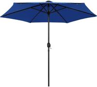 Sombrilla vidaXL con iluminación LED y mástil de aluminio, 270 cm, color azul turquesa