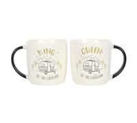 something different - Set de Taza Diseño Caravana King And Queen - Pack de 2 (Talla Única) (Blanco, Negro)