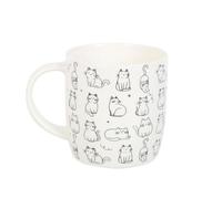 Something Different Wholesale Taza blanca con gato feliz, taza de cerámica para amantes de los gatos, taza de café extravagante, regalo felino, 500 ml