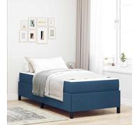 Sommier con colchón de tela y madera dormitorio moderno Azul 80x200 cm | Cama Box Spring Azul 80 x 200 cm con Somier y Colchón, Base de Madera y Tela Suave, Muelles Ensacados Firmeza Media, Ideal