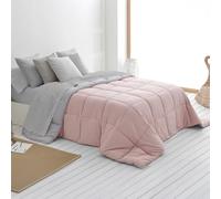 SOMNI HOME Edredon Bicolor Otoño Cama 80/90 cm. Tacto Pluma. Colcha Microfibra Reversible Ligera. Cama Individual. Primavera Verano 200 gr. Color Rosa - Gris 180x260