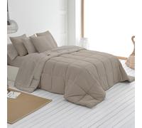 SOMNI HOME Edredón Reversible Nórdico Bicolor Otoño Cama 150/160 cm Duvet Tacto Pluma Microfibra Cálido Comodo Ligero. Cama Doble. Primavera Verano 200 gr. Beige - Arena 250x260