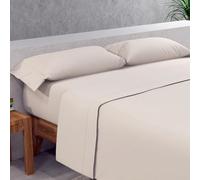 SOMNI HOME Sábanas Lisas Suaves. Juego Completo para Cama 150 cm - Sábanas Ajustables y Transpirables. para Dormitorio Individual. Color Beige.
