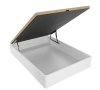 Somnia Descanso - Canapé Abatible Madera Gran Capacidad, Cajón Grosor 30mm,Tapa Reforzada y Transpirable, Blanco, 135 x 200