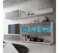 Somnia Descanso - Mueble de Salón Moderno con Leds, Módulos de Comedor, Modelo Nilo, Acabado en Andersen Pino - Gris, Medidas: 250 cm (Ancho) x 115 cm (Alto) 40 cm (Fondo)
