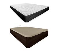 Somnia Descanso - Pack Colchón Viscoelástico Bombay Reversible + Canapé Madera Abatible Gran Capacidad | Color Wengué 150 x 200