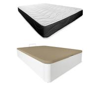 Somnia Descanso - Pack Colchón Viscoelástico Bombay Reversible Grosor 23cm + Canapé Madera Abatible Gran Capacidad | Color Blanco 135 x 200