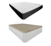 Somnia Descanso - Pack Colchón Viscoelástico Bombay Reversible Grosor 23cm + Canapé Madera Abatible Gran Capacidad | Color Polar 135 x 180