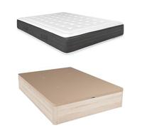 Somnia Descanso - Pack Colchón Viscoelástico Creta + Canapé Madera Abatible Gran Capacidad | Color Cambria 135 x 180