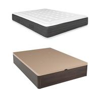 Somnia Descanso - Pack Colchón Viscoelástico Creta + Canapé Madera Abatible Gran Capacidad | Color Wengué 135 x 180