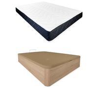 Somnia Descanso - Pack Colchón Viscoelástico Juno Reversible + Canapé Madera Abatible Gran Capacidad | Color Cambria 105 x 190
