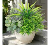 SOMYTING 12 plantas artificiales de hierba, plantas artificiales como verdaderas plantas artificiales de balcón, arbustos, arbustos, plantas verdes para terraza, jardín, porche, plantas de plástico