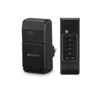 Sonero juego de enchufes controlados por radio: 1 enchufe controlado por radio y 1 control remoto por radio, 1100 vatios, alcance máximo de 30 m, exterior, negro