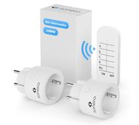 Sonero Juego de enchufes inalámbricos 2300 vatios, 1 Mando a Distancia, 2 Tomas para Uso en Interiores, Alcance de 30 m, diseño Compacto, Blanco