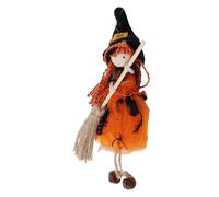 Sonew Adorno Colgante de Muñeca de Bruja con Escoba y CampanasPequeña de Bruja con Falda de Gasa para Decoración de Ventana Puerta y Árbol de Halloween Ideal para Decoración Festiva