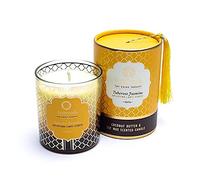 Song of India Vela perfumada Ayurveda | Aroma a jazmín tuberosa | Aceites esenciales infundidos | 55 horas de tiempo de combustión | Mantequilla de coco y cera de soja | Elegante tarro con borla | 200