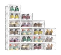SONGMICS 18 Cajas para Zapatos, Organizadores Plegables, Apilables