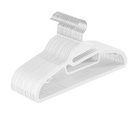 SONGMICS 20 Perchas de Plástico, Apertura en Forma de U, Antideslizantes, Ahorro de Espacio, 0,5 cm de Grosor, 41,5 cm de Largo, Gancho Giratorio 360º, Blanco Blanco