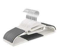 SONGMICS 20 Perchas de PlÁstico, Apertura en Forma de U, Antideslizantes, Ahorro de Espacio, 0,5 cm de Grosor, 41,5 cm de Largo, Gancho Giratorio 360º, Blanco y Gris Oscuro CRP041WG02