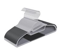 SONGMICS 20 Perchas de Plástico, Apertura en Forma de U, Antideslizantes, Ahorro de Espacio, 0,5 cm de Grosor, 41,5 cm de Largo, Gancho Giratorio 360º, Gris Claro y Gris Oscuro