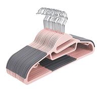 SONGMICS 20 Perchas de Plástico, Apertura en Forma de U, Antideslizantes | Ahorro de Espacio, 0,6 cm de Grosor, 41 cm de Largo, Gancho Giratorio 360º, Rosa Jalea, Colección BREANNA CRP041P01