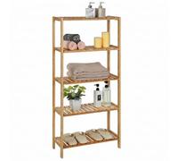 SONGMICS 5 Niveles Estantería de bambú para baño Librería Organizador Zapatero 130 x 60 x 26 cm BCB35Y