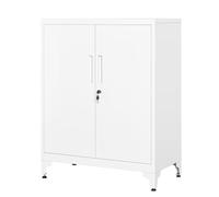 SONGMICS Archivador de Oficina, Armario Multifuncional, 2 Puertas, con Cerradura, Almacenamiento de Acero, para Sala de Estar, Blanco Mate OMC013W01