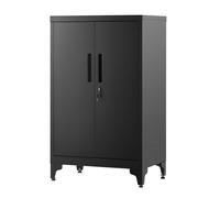 SONGMICS Archivador de Oficina, Armario Multifuncional, Armario de Oficina de 2 Puertas, con Cerradura, Armario de Almacenamiento de Acero, para Oficina, Sala de Estar, Negro Mate/Gris Mate/Blanco Gri