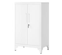 SONGMICS Archivador de Oficina, de 2 Puertas, con Cerradura, de Acero | Armario Multifuncional de Almacenamiento, para Sala de Estar, Blanco Mate, Colección BEREND OMC012W01