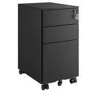 SONGMICS Archivador Móvil, Cajonera de Oficina con Ruedas y Cerradura | Para A4, Letter, Legal, Documentos, Carpetas de Archivo, Negro mate, Colección BEREND OFC031B01