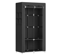SONGMICS Armario, 2 Barras de Ropa, Estantes, 4 Bolsillos Laterales, Almacenamiento, de Tela, Perchero, Plegable, 45 x 86 x 167 cm, Negro Tinta Negro