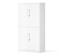 SONGMICS Armario de Garaje de 5 Estantes con 4 Puertas, Armario de Oficina, 40 x 80 x 180 cm, 2 Cerraduras, Estantes Ajustables, Gabinete de Metal, Negro Mate/Gris Mate/Blanco Mate Matte white