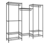 SONGMICS Armario de Ropa, Armario de Metal con Estantes Ajustables, Barras para Colgar y Ganchos, Duradero, Perchero Separable, Negro Tinta LGR431B01
