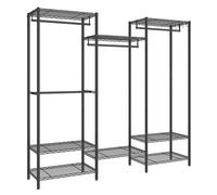 SONGMICS Armario de Ropa, Armario de Metal con Estantes Ajustables, Barras para Colgar y Ganchos, Duradero, Perchero Separable, Negro Tinta/Blanco Nube Negro Tinta