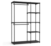 SONGMICS Armario de Ropa, Armario Plegable, Perchero con Barras, Armario de Almacenamiento Abierto, Organizador de Almacenamiento, Guardarropa, Dormitorio, 43 x 124 x 182 cm, Negro/Topo Negro